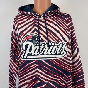 New England Patriots Zebra Print Hoodie Sweatshirt Zubaz NFL Team Football M